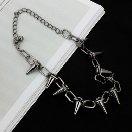 Nity CBB materiał Chokers Punk Goth Handmade Choker naszyjnik srebrny Spike nit naszyjnik EMO Rock Gothic Choker