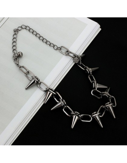 Nity CBB materiał Chokers Punk Goth Handmade Choker naszyjnik srebrny Spike nit naszyjnik EMO Rock Gothic Choker