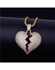 Czerwony olej serce naszyjnik i wisiorek z 4mm łańcuch tenisowy złoty srebrny kolor Cubic cyrkon męska kobiety Hip hop biżuteria