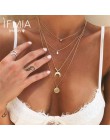 IFMIA czeski cztery warstwy długi naszyjnik w stylu Vintage wielowarstwowa wisiorek z księżycem wisiorek naszyjnik biżuteria uro