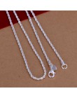 Gorąca sprzedaż detaliczna hurtownie srebrny naszyjnik kobiety mężczyzna naszyjnik 2mm 16 18 20 22 24 cal Twist Rope Chain biżut