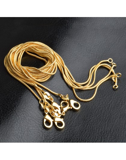 LJ & OMR nowa biżuteria 18KGP złoty wąż łańcuchy 1 MM 16 18 20 22 24 26 28 30" kobiety biżuteria akcesoria złoty łańcuch dla Cha