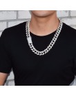 Wykończenie męska 20mm ciężki Iced cyrkon Miami kubańska Link naszyjnik Choker Bling Bling Hip hop biżuteria złoty i srebrny łań