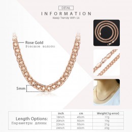 585 różowe złoto wypełnione naszyjniki dla kobiet Bismark Link moda damska naszyjniki łańcuchy biżuteria 5mm 50 cm 55 cm 60 cm D