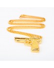 Pistolet wisiorek naszyjnik mężczyźni kobiety modny Hip Hop biżuteria łańcuch złoty srebrny