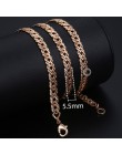585 różowe złoto wypełnione naszyjniki dla kobiet Bismark Link moda damska naszyjniki łańcuchy biżuteria 5mm 50 cm 55 cm 60 cm D