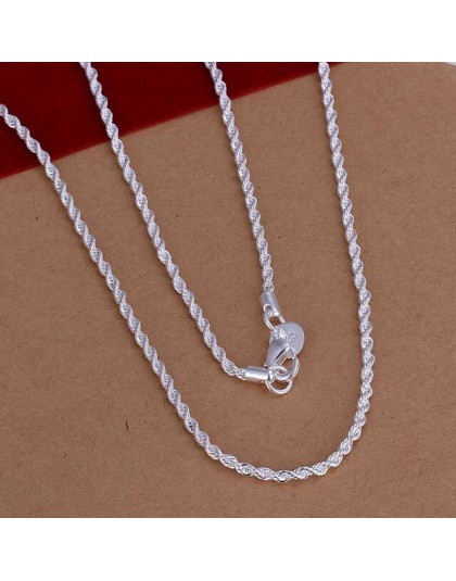 Gorąca sprzedaż detaliczna hurtownie srebrny naszyjnik kobiety mężczyzna naszyjnik 2mm 16 18 20 22 24 cal Twist Rope Chain biżut