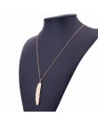 FAMSHIN Boho moda odzież w stylu Vintage długi naszyjnik biżuteria srebrna złota proste wisiorek z piórkiem naszyjniki Colar biż