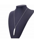 FAMSHIN Boho moda odzież w stylu Vintage długi naszyjnik biżuteria srebrna złota proste wisiorek z piórkiem naszyjniki Colar biż