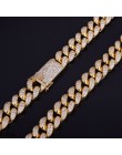 Wykończenie męska 20mm ciężki Iced cyrkon Miami kubańska Link naszyjnik Choker Bling Bling Hip hop biżuteria złoty i srebrny łań