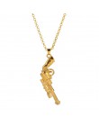 Pistolet wisiorek naszyjnik mężczyźni kobiety modny Hip Hop biżuteria łańcuch złoty srebrny