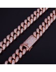Wykończenie męska 20mm ciężki Iced cyrkon Miami kubańska Link naszyjnik Choker Bling Bling Hip hop biżuteria złoty i srebrny łań