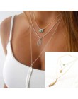 Hot moda wielowarstwowe długi Tassel Feather liść moneta obojczyka wisiorki naszyjnik Punk łańcuch... Collares mujer Bijoux biżu