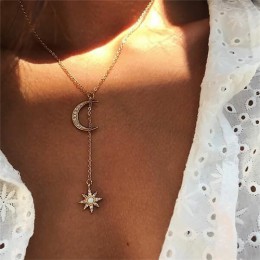 Biżuteria damska elegancki wisior kobiecy dziewczęcy młodzieżowy srebrny złoty z półksiężycem z gwiazdą oryginalny