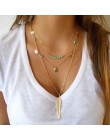 Hot moda wielowarstwowe długi Tassel Feather liść moneta obojczyka wisiorki naszyjnik Punk łańcuch... Collares mujer Bijoux biżu