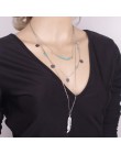 Hot moda wielowarstwowe długi Tassel Feather liść moneta obojczyka wisiorki naszyjnik Punk łańcuch... Collares mujer Bijoux biżu