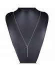 Proste klasyczne mody naszyjnik z wisiorem w kształcie pałki Hollow dziewczyna długi Link Chain plac miedź naszyjniki długi pase