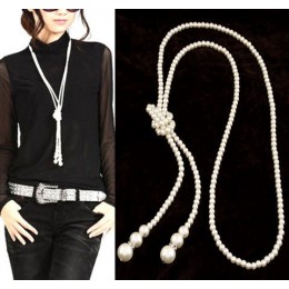 Collier moda symulowane długi naszyjnik z pereł dla kobiet w stylu Vintage Choker komunikat naszyjniki i wisiorki Wedding Party 