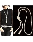 Collier moda symulowane długi naszyjnik z pereł dla kobiet w stylu Vintage Choker komunikat naszyjniki i wisiorki Wedding Party 