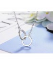 Anenjery 925 Sterling Silver podwójne koło CZ cyrkon naszyjniki i wisiorki dla kobiet prezent kolye choker collares bijoux S-N61