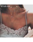 IPARAM nowe moda czeski wielowarstwowy Crescent Choker naszyjnik Retro kobiety osobowości zroszony kryształ wisiorek naszyjnik