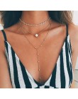 Hot moda wielowarstwowe długi Tassel Feather liść moneta obojczyka wisiorki naszyjnik Punk łańcuch... Collares mujer Bijoux biżu