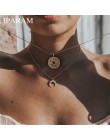 IPARAM nowe moda czeski wielowarstwowy Crescent Choker naszyjnik Retro kobiety osobowości zroszony kryształ wisiorek naszyjnik
