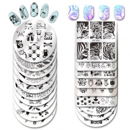 Urodził się dość plac szablon tłoczenia paznokci kot tygrys Leopard oko Manicure Nail Art obraz płyty Nail Art drukuj wzornik BP