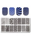 Urodzony doświadczenie geometria prostokąt szablon tłoczenia wzór geometryczny Manicure Nail Art płyta z pieczątkami