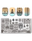 Urodzony doświadczenie geometria prostokąt szablon tłoczenia wzór geometryczny Manicure Nail Art płyta z pieczątkami