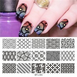 Urodzony doświadczenie geometria prostokąt szablon tłoczenia wzór geometryczny Manicure Nail Art płyta z pieczątkami