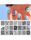 Urodzony doświadczenie geometria prostokąt szablon tłoczenia wzór geometryczny Manicure Nail Art płyta z pieczątkami