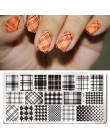 Urodzony doświadczenie geometria prostokąt szablon tłoczenia wzór geometryczny Manicure Nail Art płyta z pieczątkami