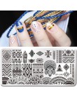 Urodzony doświadczenie geometria prostokąt szablon tłoczenia wzór geometryczny Manicure Nail Art płyta z pieczątkami