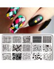 Urodzony doświadczenie geometria prostokąt szablon tłoczenia wzór geometryczny Manicure Nail Art płyta z pieczątkami