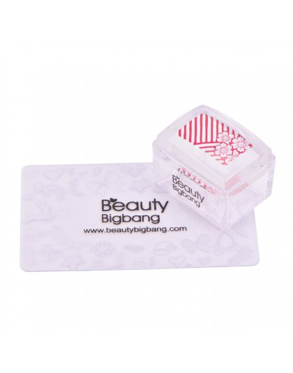 BeautyBigBang 1 zestaw prostokąt galaretki silikonowe paznokci Stamper przezroczysty uchwyt Manicure Stamp szablon narzędzia mat