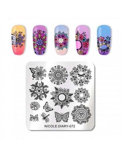 NICOLE pamiętnik do paznokci ze stali nierdzewnej tłoczenia płyty kwiaty Nail Art DIY projekt paznokci obraz płyty wzornik akces