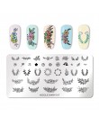 1 Pc 12*6 cm prostokąt płytka do stemplowania linia kwiat zwierząt wzór Manicure Nail Art płyta z pieczątkami L034