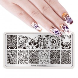 1 Pc 12*6 cm prostokąt płytka do stemplowania linia kwiat zwierząt wzór Manicure Nail Art płyta z pieczątkami L034