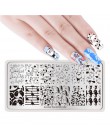 1 Pc 12*6 cm prostokąt płytka do stemplowania linia kwiat zwierząt wzór Manicure Nail Art płyta z pieczątkami L034