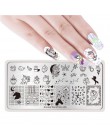 1 Pc 12*6 cm prostokąt płytka do stemplowania linia kwiat zwierząt wzór Manicure Nail Art płyta z pieczątkami L034