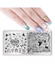 1 Pc 12*6 cm prostokąt płytka do stemplowania linia kwiat zwierząt wzór Manicure Nail Art płyta z pieczątkami L034