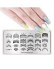 1 Pc 12*6 cm prostokąt płytka do stemplowania linia kwiat zwierząt wzór Manicure Nail Art płyta z pieczątkami L034