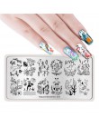 1 Pc 12*6 cm prostokąt płytka do stemplowania linia kwiat zwierząt wzór Manicure Nail Art płyta z pieczątkami L034