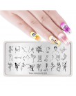 1 Pc 12*6 cm prostokąt płytka do stemplowania linia kwiat zwierząt wzór Manicure Nail Art płyta z pieczątkami L034