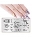 1 Pc 12*6 cm prostokąt płytka do stemplowania linia kwiat zwierząt wzór Manicure Nail Art płyta z pieczątkami L034