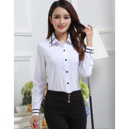2019 wiosna lato mujer koszulka Polo kobiety kobieta z długim rękawem Lapel biały feminina Casual koszule Lady Polo femme odzież