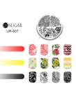 UR SUGAR koronki kwiat szablon tłoczenia paznokci ze stali nierdzewnej płytka do stemplowania zwierząt wzór Nail Art Stamp szabl