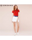 Giordano koszulka Polo damska koszula kobiety kontrast kolor Pique Slim fit Polo kobiety koszula z krótkim rękawem boczne podzia