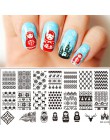 Urodzony dość boże narodzenie prostokąt szablon tłoczenia paznokci kwiat zwierząt geometria miłość walentynki Nail Art płytka do